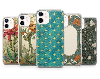 Art Nouveau Phone Case Ornate Floral Cover for iPhone 17Pro, 16, 15, 14, 13, Samsung S25, S24, S23, A56, A15, Pixel 10Pro, 9A, 8A, 8Pro, 7A