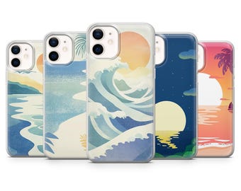 Ocean Wave Phone Case Aesthetic Beach Cover for iPhone 17Pro, 16, 15, 14, 13, Samsung S25, S24, S23, A56, A15, Pixel 10Pro, 9A, 8A, 8Pro, 7A