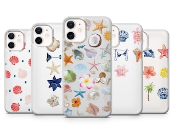 Funda para teléfono con diseño de conchas marinas, estilo playa costera, para iPhone 17 Pro, 16, 15, 14, 13, Samsung S25, S24, S23, A56, A15, Pixel 10 Pro, 9A, 8A, 8 Pro, 7A