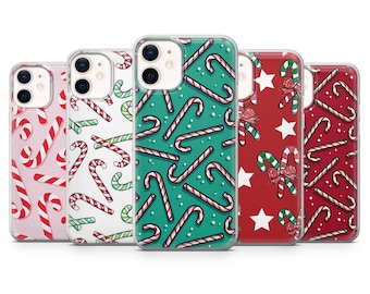 Candy Cane Phone Case Cozy Minimalist Cover for iPhone 17Pro, 16, 15, 14, 13, Samsung S25, S24, S23, A56, A15 Pixel 10Pro 9A, 8A, 8Pro, 7A