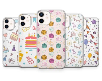 Birthday Phone Case Kawaii Pastel Cover for iPhone 17Pro, 16, 15, 14, 13, Samsung S25, S24, S23, A56, A15 Pixel 10Pro 9A, 8A, 8Pro, 7A