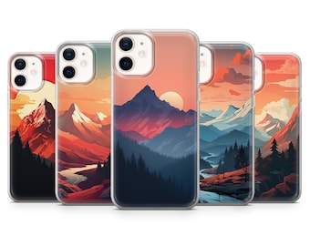 Funda para teléfono con paisaje de aventura y atardecer en la montaña para iPhone 17Pro 16 15 14 13, Samsung S25 S24, S23, A56, A15, Pixel 10Pro 9A, 8A, 8Pro 7A