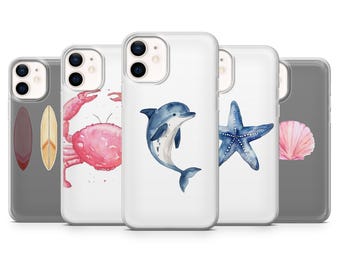 Funda para teléfono con diseño de animales marinos y conchas marinas para iPhone 17 Pro, 16, 15, 14, 13; Samsung S25, S24, S23, A56, A15; Pixel 10 Pro, 9A, 8A, 8 Pro, 7A