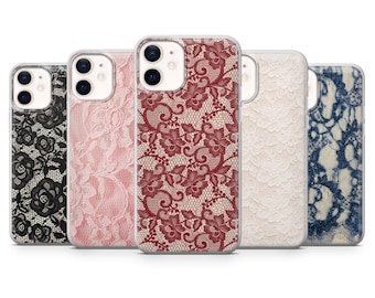 Lace Phone Case Vintage Lace Feminine Cover for iPhone 17Pro, 16, 15, 14, 13, Samsung S25, S24, S23, A56, A15, Pixel 10Pro, 9A, 8A, 8Pro, 7A