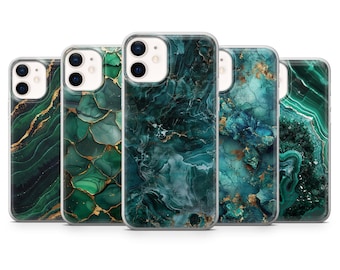 Funda de teléfono de mármol esmeralda con malaquita verde para iPhone 17Pro, 16, 15, 14 y 13, Samsung S25, S24, S23, A56, A15, Pixel 10Pro, 9A, 8A, 8Pro y 7A