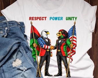 Juneteenth Unity PNG Eagle Lion Handshake Respect Power Unity Design Streetwear Graphic Digital Download