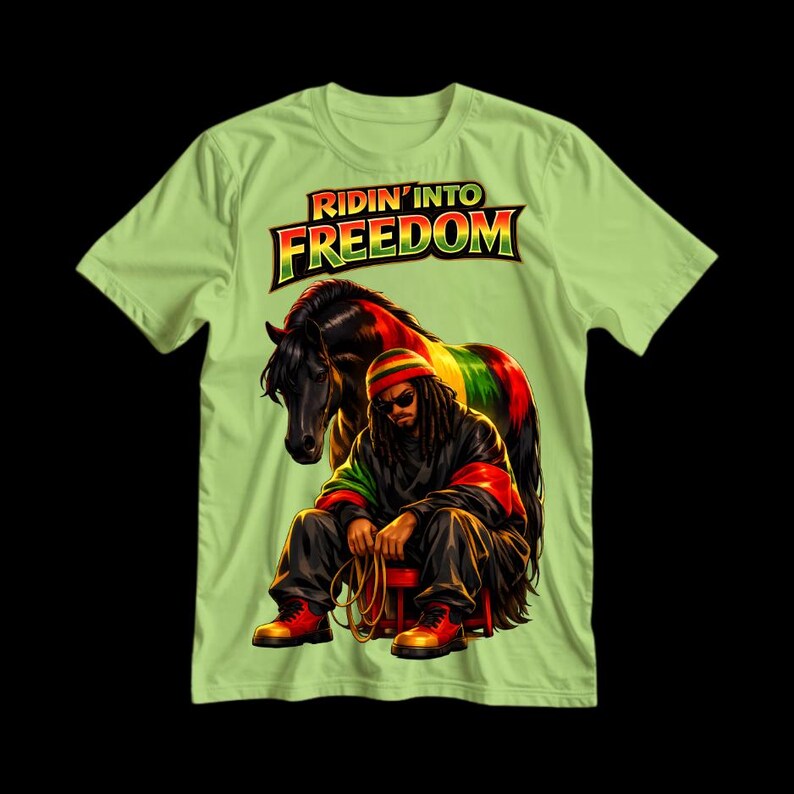 Ridin Graphics Juneteenth Freedom Rider PNG – Ridin Into Freedom Rasta Horse Design ...