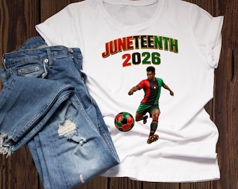Juneteenth 2026 Soccer Player PNG Red Black Green Football Clipart Transparent Background