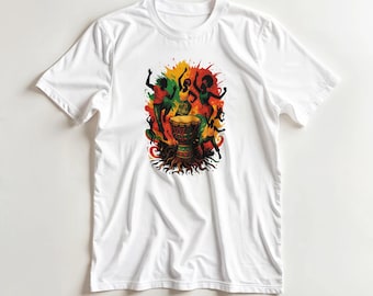 African Dance Art T-Shirt – Unisex Classic Cotton Tee, Afro Cultural Rhythm Design, Bold Color Graphic, Gildan 5000