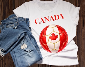 Canada Soccer Ball PNG Bundle Football Design Red White Sports Shirt Mockup Digital Download