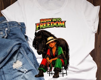 Juneteenth Freedom Rider PNG – Ridin Into Freedom Rasta Horse Design – Black History Celebration – African American Pride Digital Download