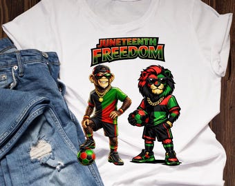 Juneteenth Soccer PNG Monkey Lion Freedom Design Digital Download Streetwear Football Clipart