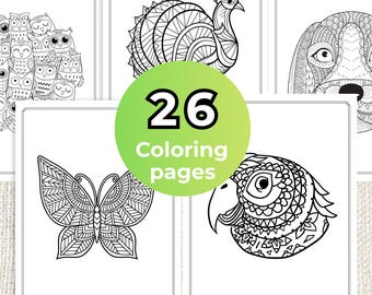 Animal Mandala Coloring Pages Printable Design Adult Coloring Printable Art Mandala Design Animal Coloring Mindfulness Art Digital Download