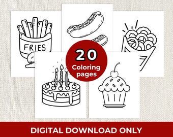Libro para colorear de bebidas y alimentos: páginas imprimibles para niños y adultos