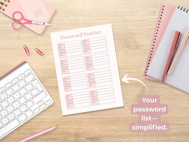 Password Tracker Printable Login Organizer Planner Page - Etsy