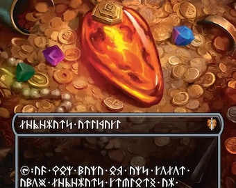 May include: A game card featuring a glowing amber pendant centered over a pile of gold coins, jewels, and pearls. The top text reads "BAX·NENT" and the bottom text is written in a runic script. The card includes a "Bash Gaming" logo and "Mox Amber" text.