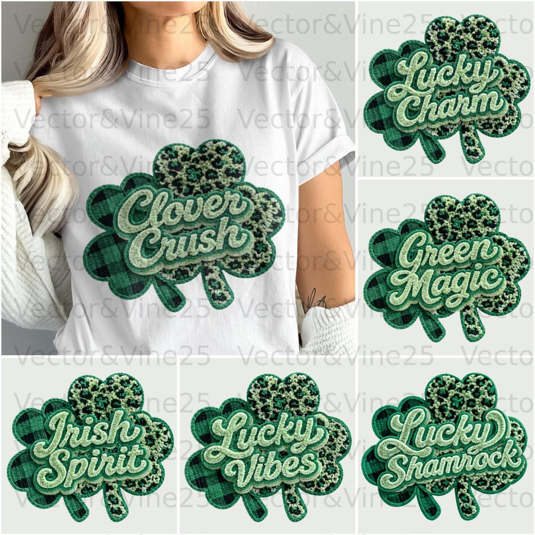 St Patricks Day Clover PNG Bundle, Lucky Shamrock Graphics (instant ...