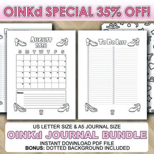 Sassy August Journal Page Flirty Women’s Shoes Printable | Cheeky Fashion Planner Insert | Fun Digital Download OINK