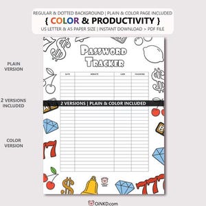 PDF Password Tracker | Printable Login Organizer & Internet Keeper