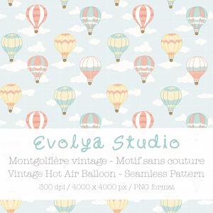 Motif sans couture – Montgolfière Vintage | Seamless Pattern - Vintage Hot Air Balloons