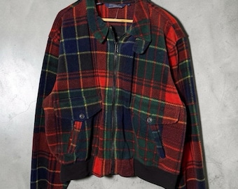 Chaps Ralph Lauren VTG 90s Plaid Anorak Fleece XL - Etsy