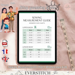 Size Guide Chart – Women, Men and Children (cm & inches)