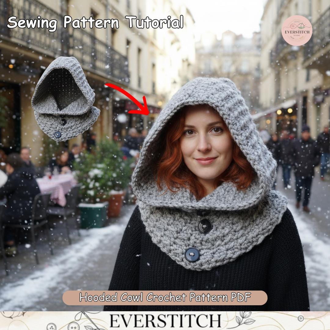 Dusk Hooded Cowl Crochet Pattern | Chunky Woven Texture Scarf (PDF ...