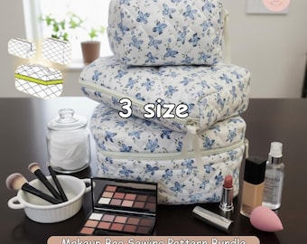 Quilted Makeup Bag Sewing Pattern: Cosmetic & Toiletry Travel Set (PDF Download)