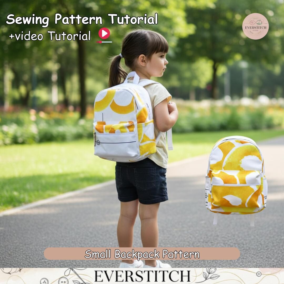 Small Backpack Sewing Pattern PDF + Video Tutorial – Mini Backpack for ...