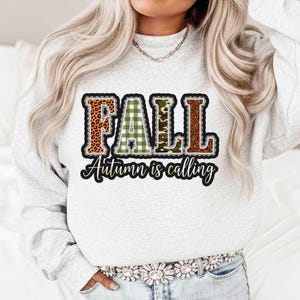 Herbst Herbst ruft PNG, Patchwork Herbst Brief Design, Retro Thanksgiving Sublimation Kunst