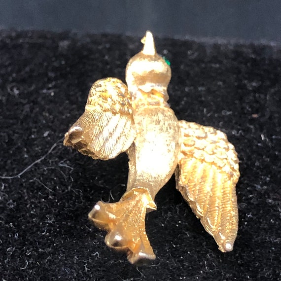 Vintage JJ bird brooch pin green eye, gold tone. … - image 9