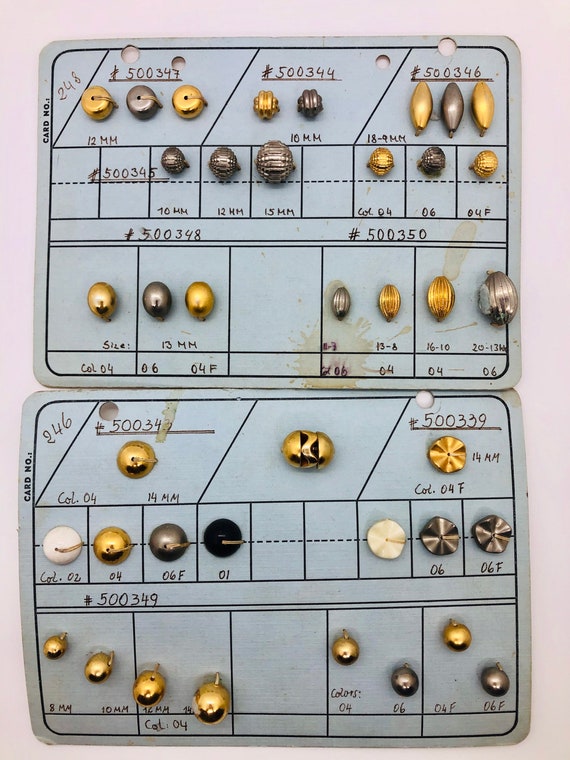 Set of 2 Salesman Sample Card of Vintage of Beads and Embellishments in  Metallic. Golds, Silvers, Bronze Colors. Vintage Decor, Crafting. 8 -   Canada