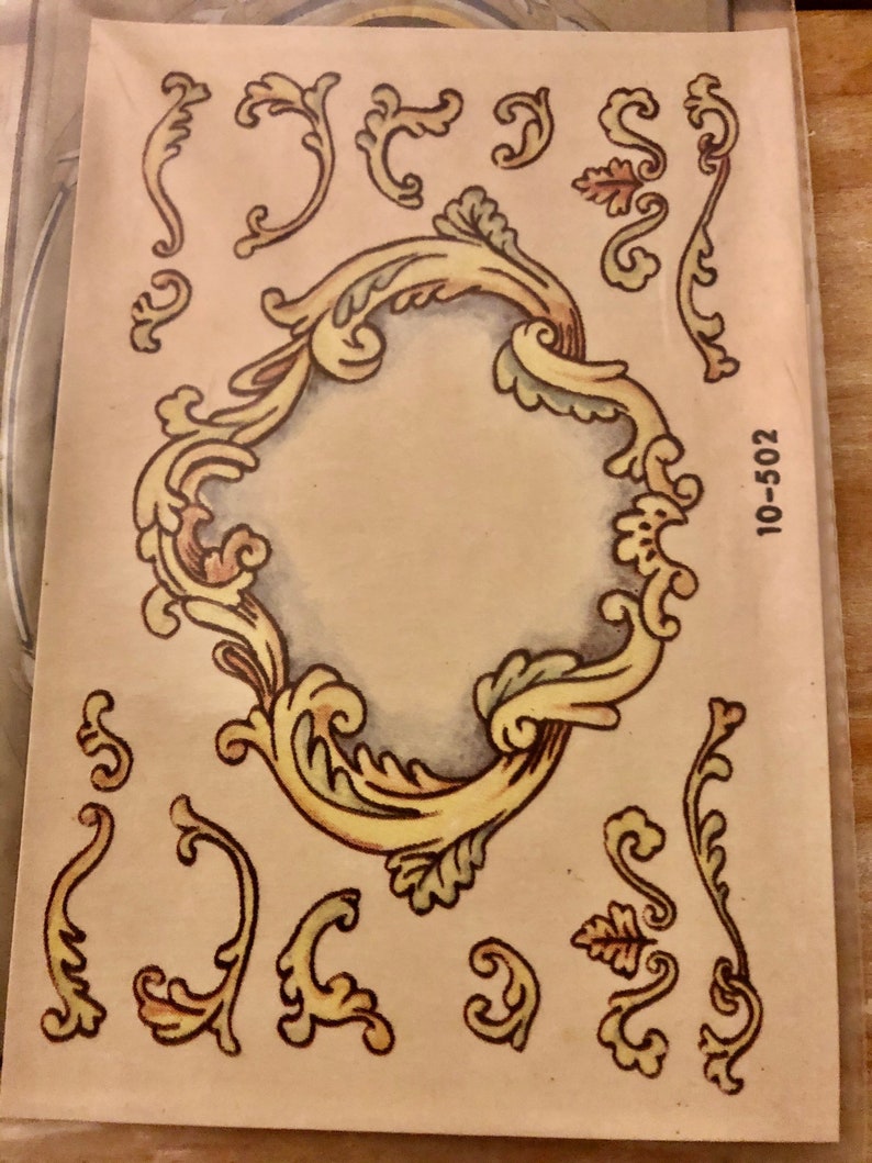 scroll work-pattern 10-501-water mount decals 1970 by the Philadelphia Ceramic Cerami Corner inc decal vintage