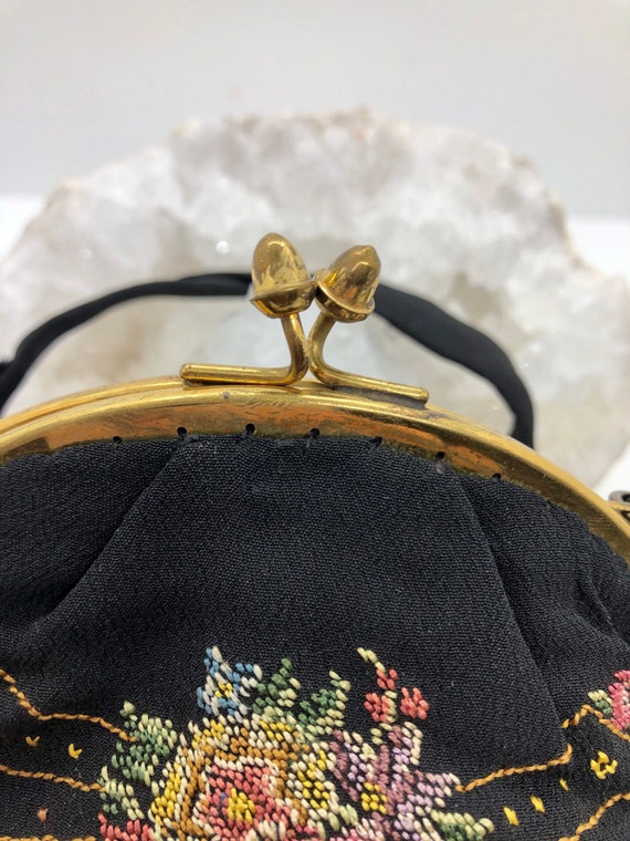 Beautiful Vintage black silk embroidered clutch e… - image 3