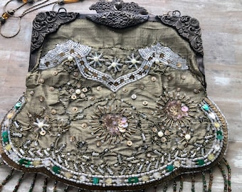 Communion Vintage Lace /& Raw Silk Purse Occasion Wedding