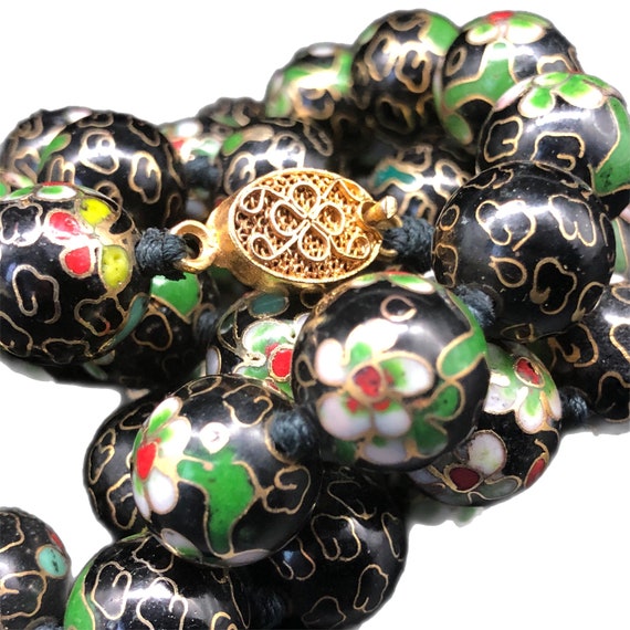 Vintage Chinese 1930 Imported Enamel Cloisonn Beaded Necklace