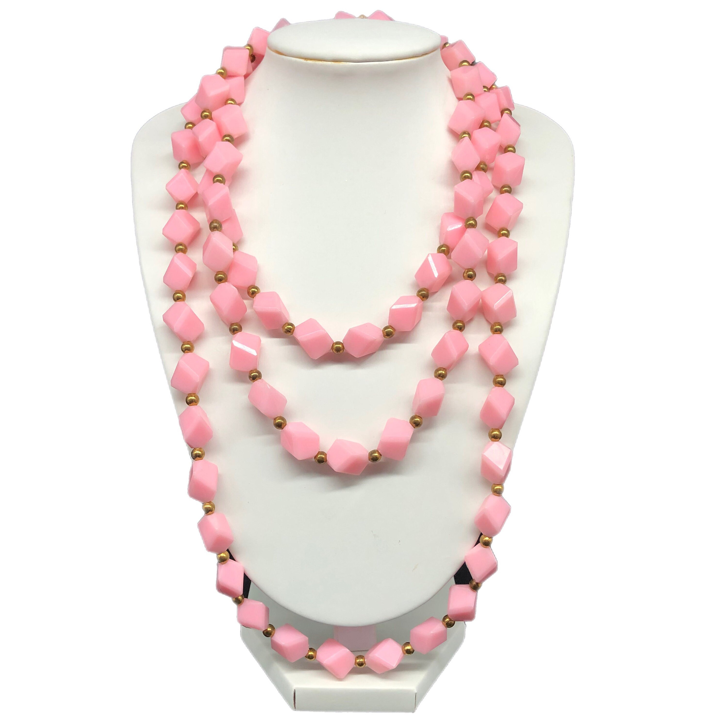 Long pink deals beaded necklace