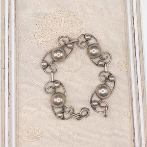 Sterling silver link bracelet, link design, Mexican style, stamped sterling,