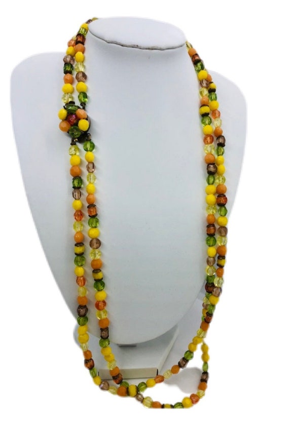 vintage necklace,yellow, orange, green, brown 2 st