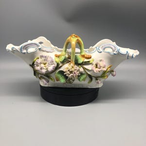 Antique French porcelain vase, Chantilly Depose vase, Victorian flower planter, jardiniere, indoor planter, colorful, signed 42550f