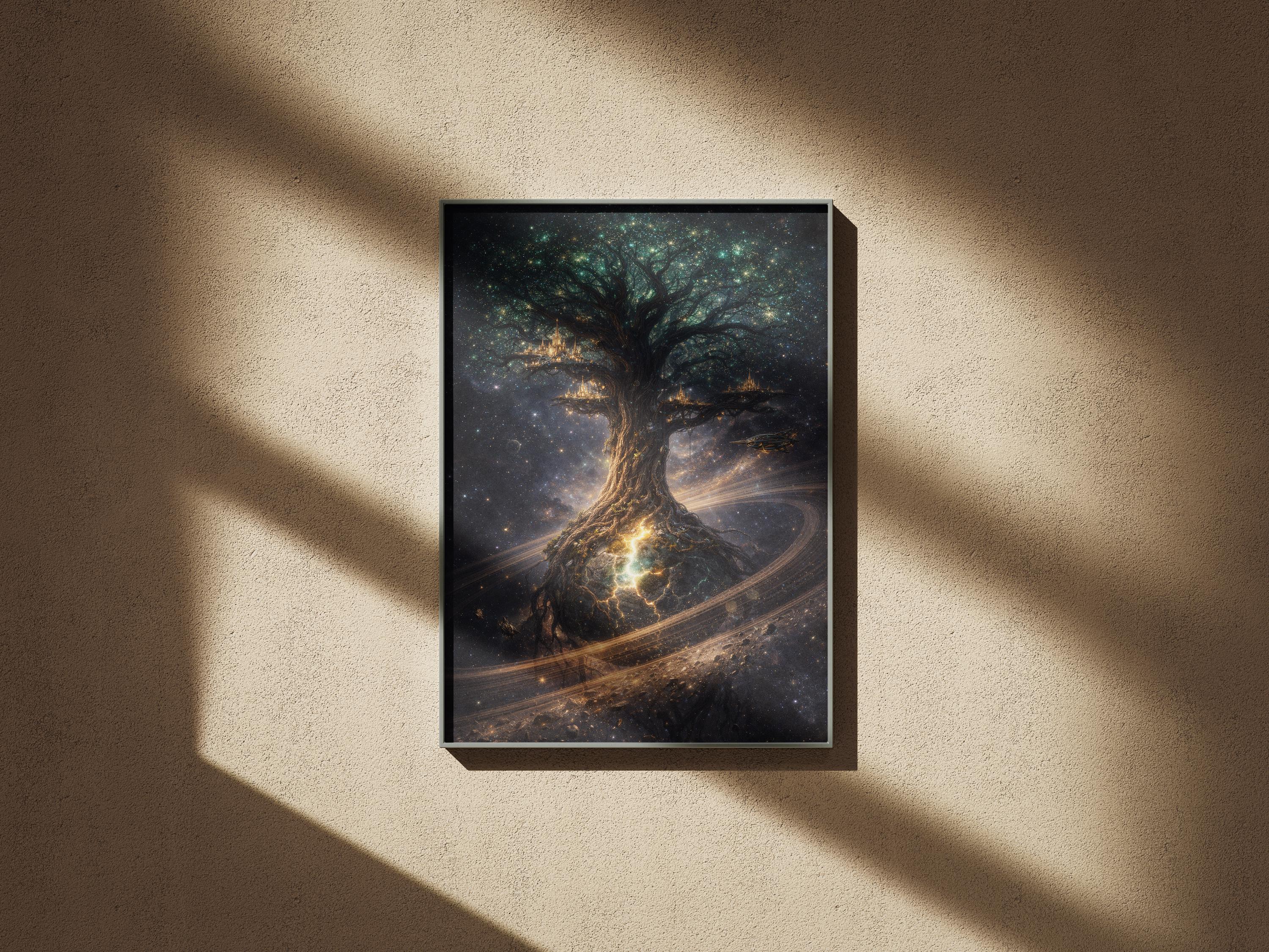 Cosmic Tree of Life Art Print, Sci-fi Galaxy Landscape - Etsy