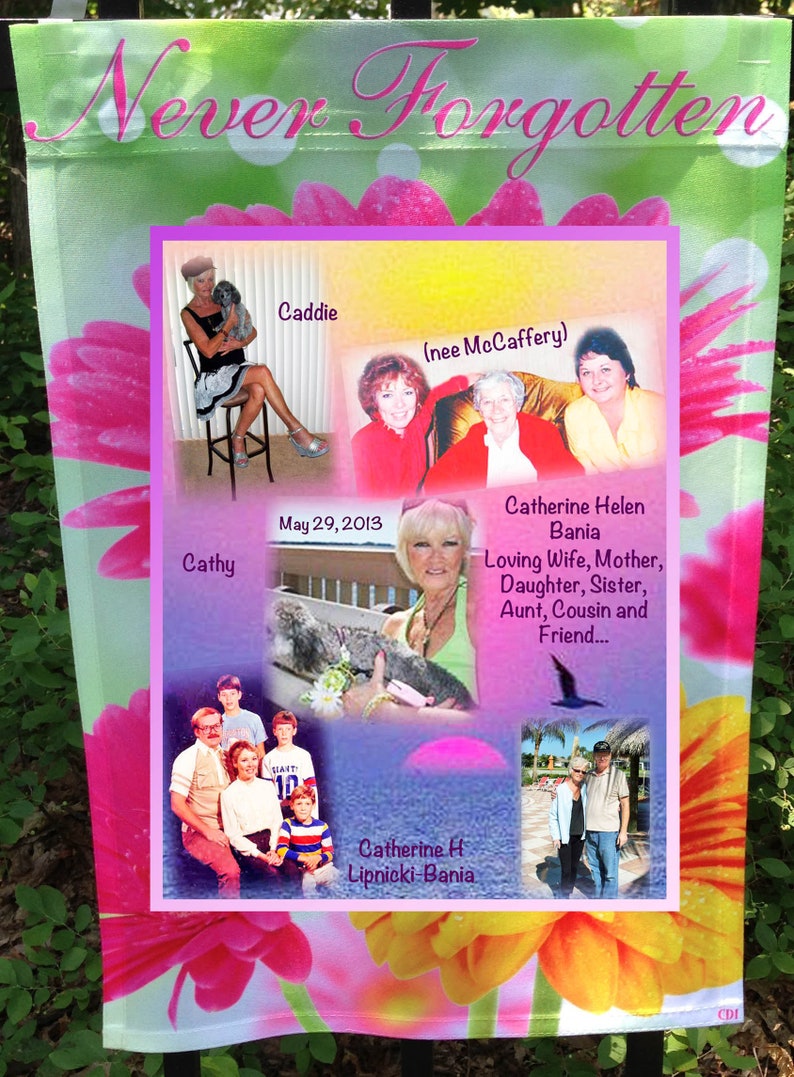 Personalized Garden Flag Custom Flag 12in-18in with 8in-10.5in Fabric Photo Collage up to 8 photos & text image 10