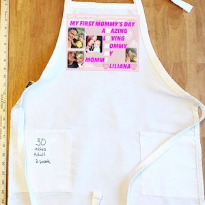 Photo Apron - One 8 in x 10.5 in Photo Collage with up to 8 photos - Great Custom Photo Gift - 100% Cotton Apron