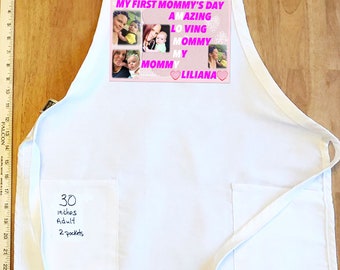 Photo Apron - One 8 in x 10.5 in Photo Collage with up to 8 photos - Great Custom Photo Gift - 100% Cotton Apron