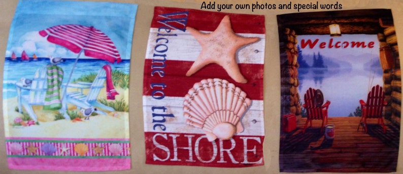 Personalized Garden Flag Custom Flag 12in-18in with 8in-10.5in Fabric Photo Collage up to 8 photos & text image 5