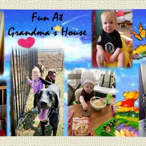 Photos on  cotton 8.5x11 inches FABRIC PANEL with a Collage of your Pictures and Text Printed. Washable