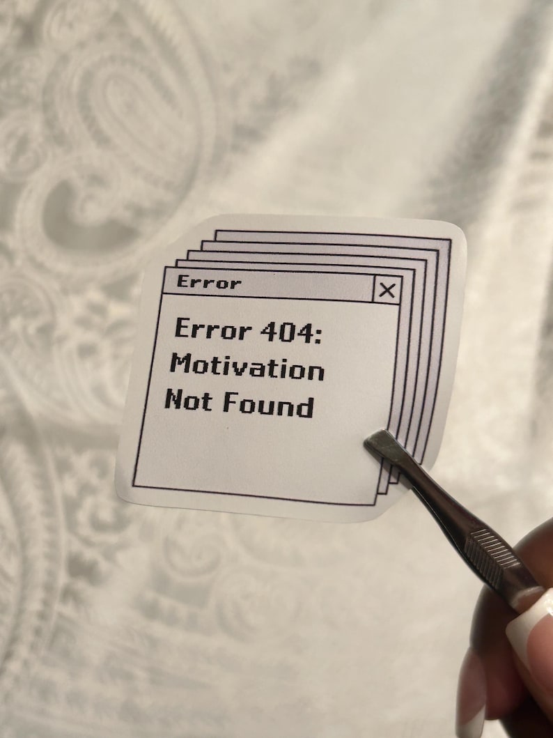 Error 404 Motivation Not Found Sticker, Retro Computer Decal ...