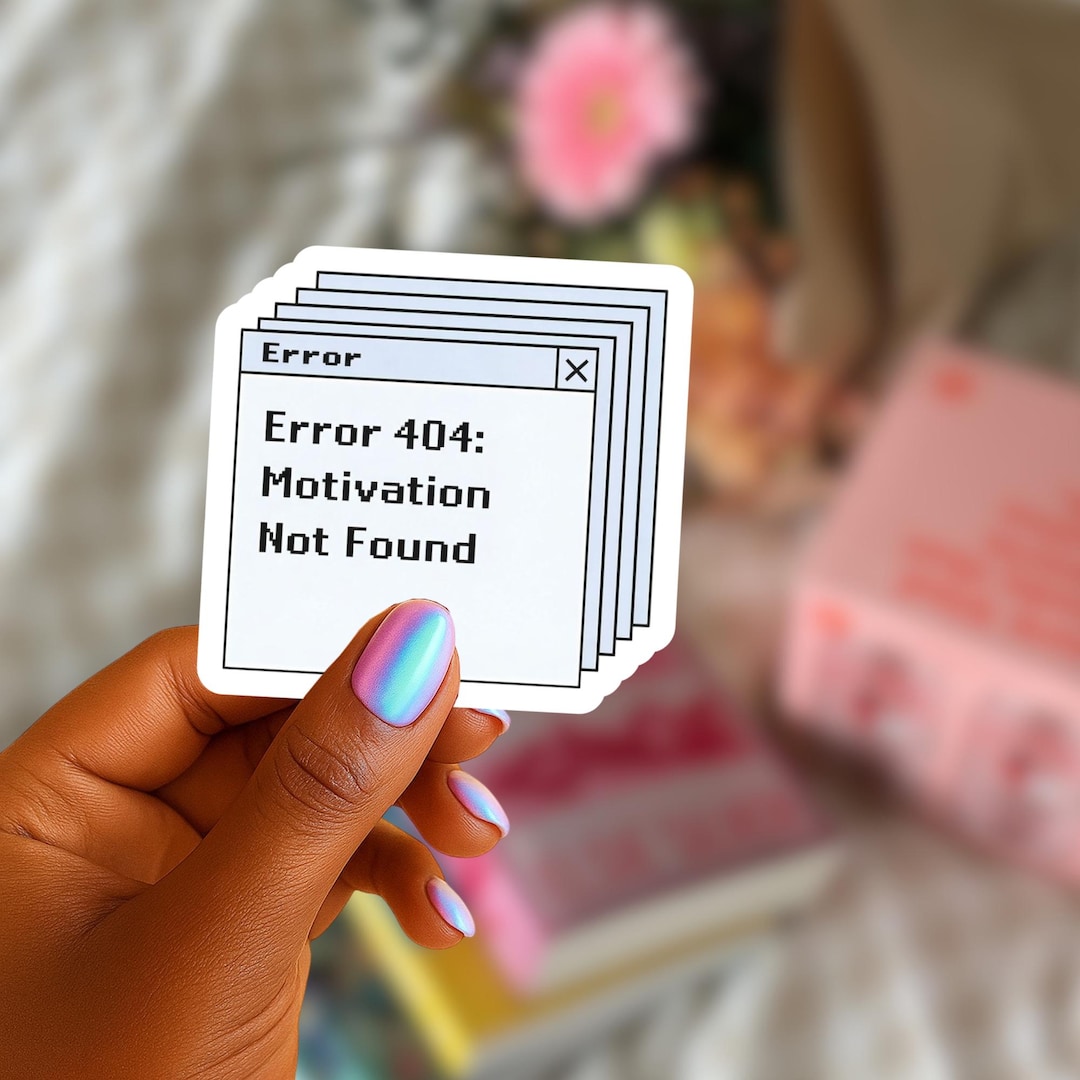 Error 404 Motivation Not Found Sticker, Retro Computer Decal ...