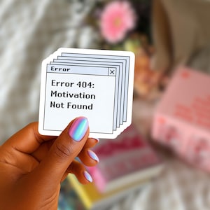Error 404 Motivation Not Found Sticker, Retro Computer Decal, Waterproof Laptop Vinyl
