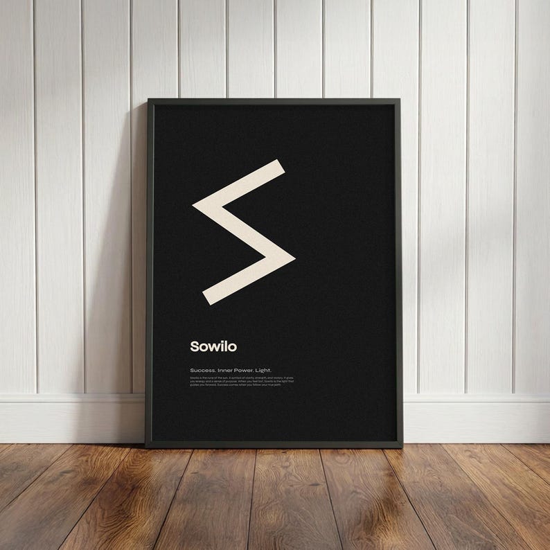Sowilo Rune Wall Art, Norse Symbol of Success and Light - Etsy